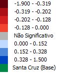 Escala do Mapa - Modelo Multinomial Ordenado – Empregos Formais - Bairros (Rio de Janeiro) em 2009